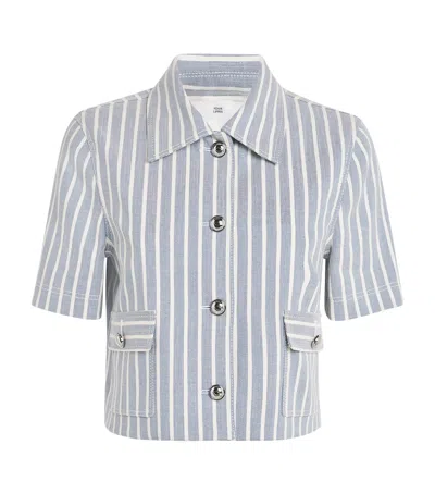 Adam Lippes Stripe Marseille Denim Jacket In Neutral