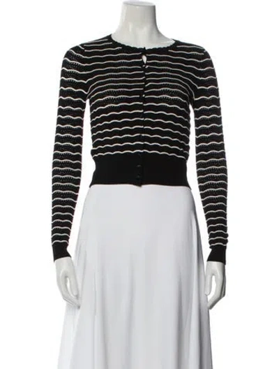 Pre-owned Adam Lippes Striped Crew Neck Sweater In Black