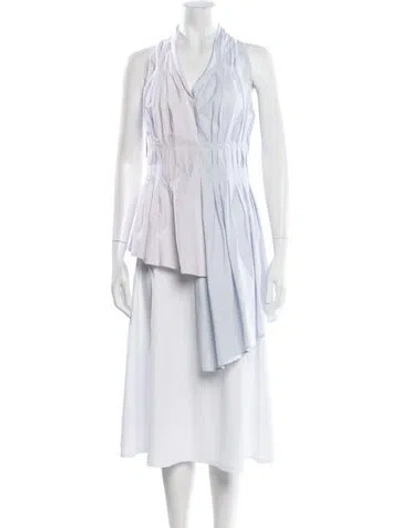 Pre-owned Adam Lippes Striped Halterneck Top In Blue