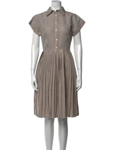 Pre-owned Adam Lippes Striped Knee-length Dress In Green