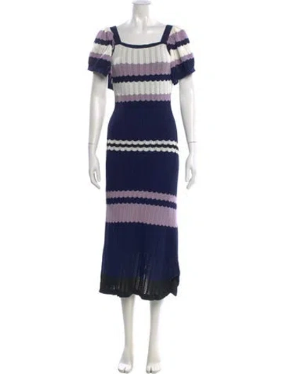 Pre-owned Adam Lippes Striped Long Dress In Blue