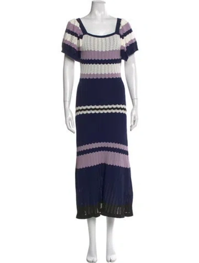 Pre-owned Adam Lippes Striped Long Dress In Blue