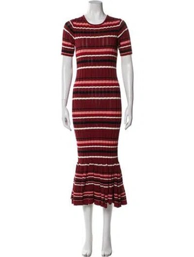 Pre-owned Adam Lippes Striped Long Dress In Brown