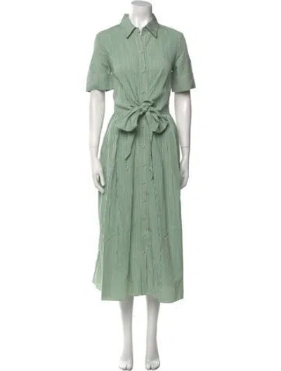 Pre-owned Adam Lippes Striped Long Dress In Green