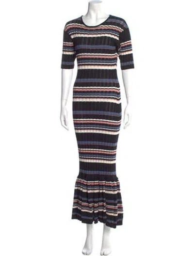 Pre-owned Adam Lippes Striped Long Dress In Multi