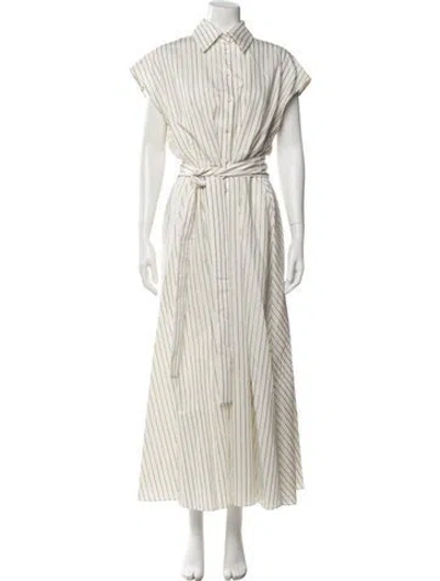 Pre-owned Adam Lippes Striped Long Dress In Neutrals