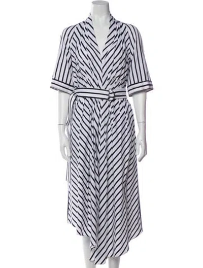Pre-owned Adam Lippes Striped Long Dress In White