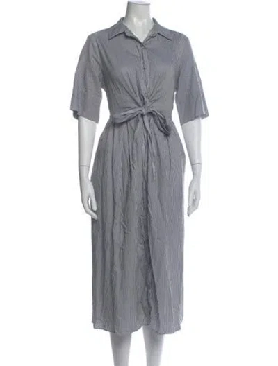 Pre-owned Adam Lippes Striped Midi Length Dress In Blue