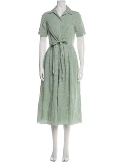 Pre-owned Adam Lippes Striped Midi Length Dress In Green