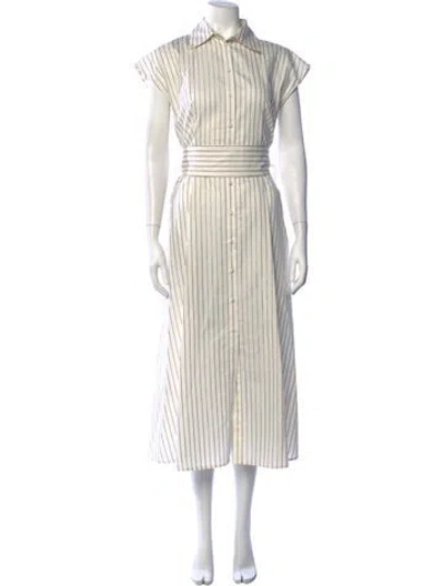 Pre-owned Adam Lippes Striped Midi Length Dress In Neutrals