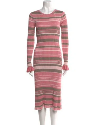 Pre-owned Adam Lippes Striped Midi Length Dress In Pink