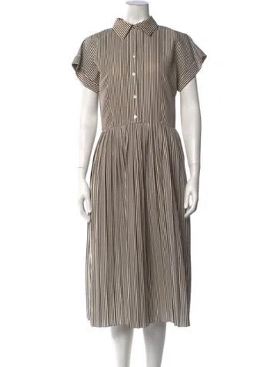 Pre-owned Adam Lippes Striped Midi Length Dress In White