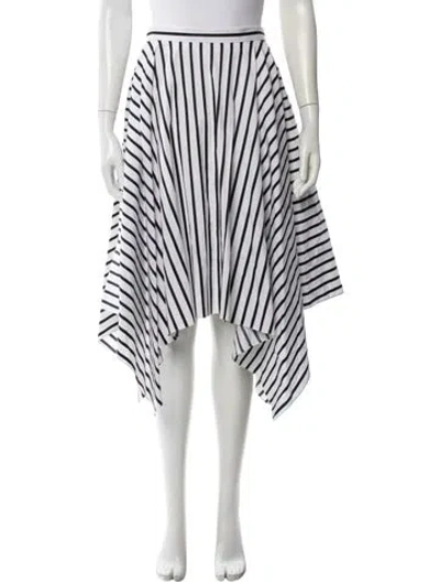 Pre-owned Adam Lippes Striped Midi Length Skirt In White