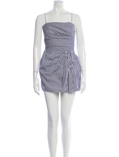 Pre-owned Adam Lippes Striped Mini Dress In Blue