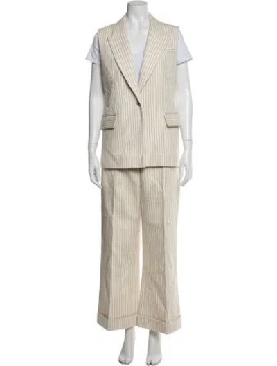 Pre-owned Adam Lippes Striped Pant Set In Neutrals
