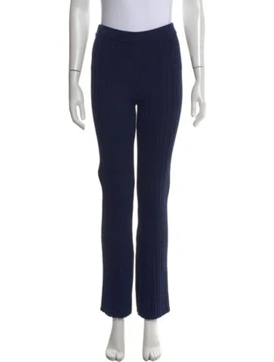 Pre-owned Adam Lippes Striped Straight Leg Pants In Blue