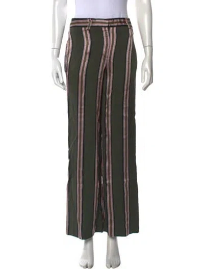 Pre-owned Adam Lippes Striped Straight Leg Pants In Green