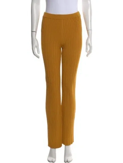 Pre-owned Adam Lippes Striped Straight Leg Pants In Yellow