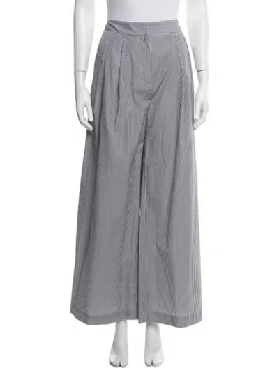 Pre-owned Adam Lippes Striped Wide Leg Pants In Black