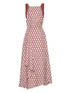 Adam Lippes Sunita Diamond Print Backless Silk Twill Dress In Brown