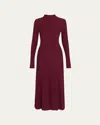 Adam Lippes Tabitha Turtleneck Rib Long-sleeve Maxi Dress In Animal Print