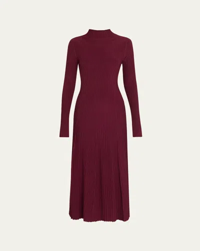 Adam Lippes Tabitha Turtleneck Rib Long-sleeve Maxi Dress In Animal Print