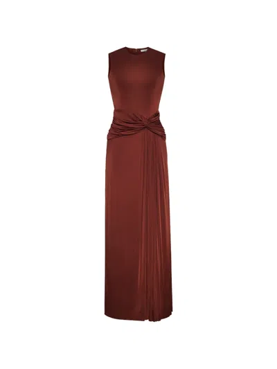 Adam Lippes Talitha Knot Pleated Dress In Burgundy