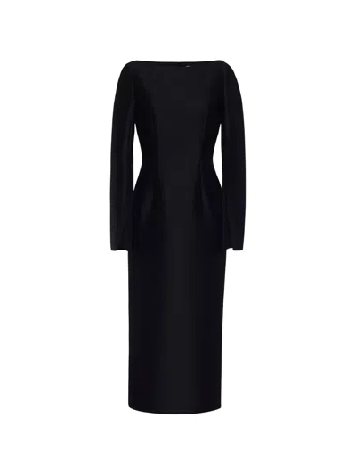 Adam Lippes Talitha Long-sleeve Midi Dress In Black