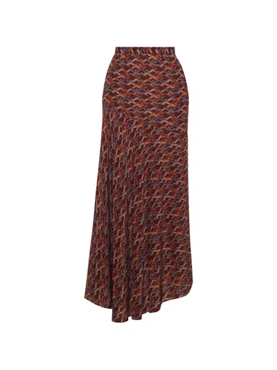 Adam Lippes Tess Geometric-print Midi Skirt In Brown
