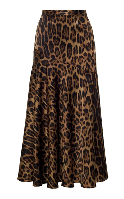 ADAM LIPPES TESS LEOPARD-PRINTED SILK-CHARMEUSE MAXI SKIRT