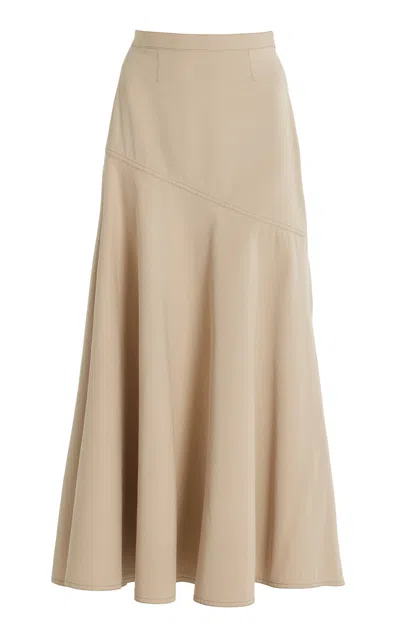 Adam Lippes Tess Skirt In Cotton Twill In Khaki
