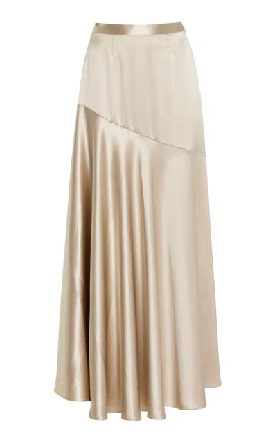 Adam Lippes Tess Skirt In Satin Back Crepe In Nude