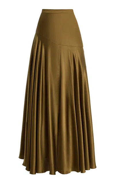 Adam Lippes Thea Silk Charmeuse Skirt In Brown