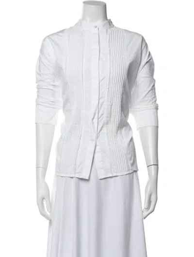 Pre-owned Adam Lippes Three-quarter Sleeve Blouse In White
