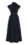 Adam Lippes Tie-neck Cotton-poplin Midi Dress