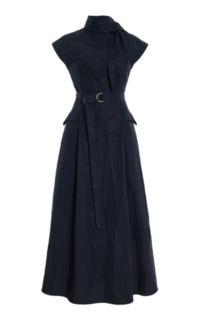 Adam Lippes Tie-neck Cotton-poplin Midi Dress