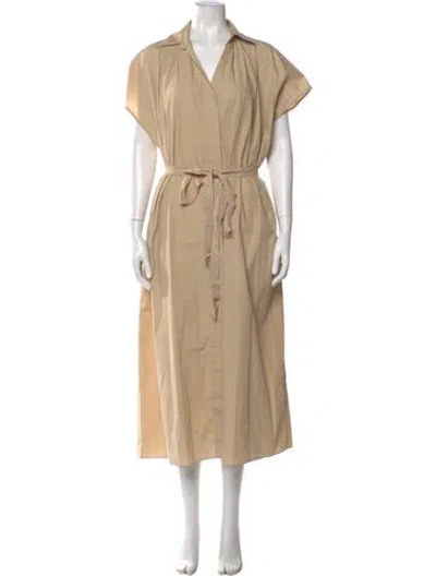 Pre-owned Adam Lippes Tie Neck Long Dress In Neutral