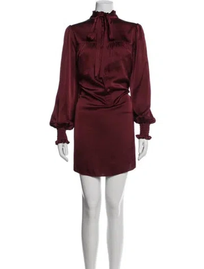 Pre-owned Adam Lippes Tie Neck Mini Dress In Burgundy