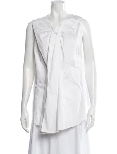 Pre-owned Adam Lippes Tie Neck Sleeveless Top In White