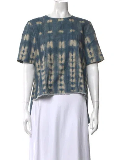 Pre-owned Adam Lippes Tie-dye Print Crew Neck Top In Blue
