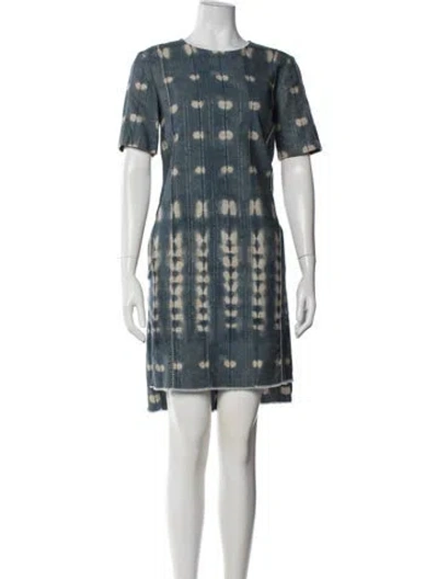 Pre-owned Adam Lippes Tie-dye Print Knee-length Dress In Blue