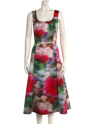 Pre-owned Adam Lippes Tie-dye Print Midi Length Dress In Red