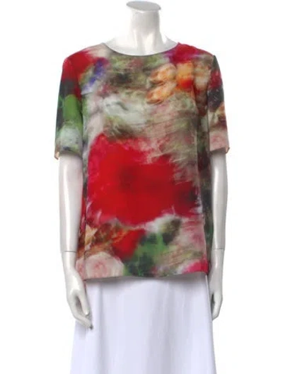 Pre-owned Adam Lippes Tie-dye Print Scoop Neck T-shirt In Red