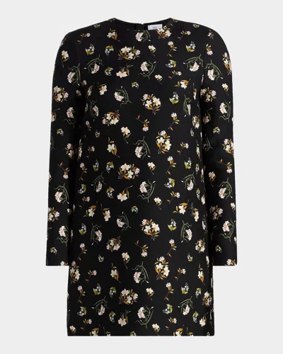 Adam Lippes Tilley Floral Wool-silk Mini Dress In Black