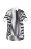 Adam Lippes Trapeze Shirt In Stripe Poplin In Black,white