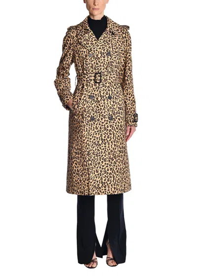 Adam Lippes Trench Coat In Printed Cotton Faille In Brown