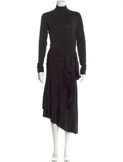 Pre-owned Adam Lippes Turtleneck Midi Length Dress W/ Tags In Black