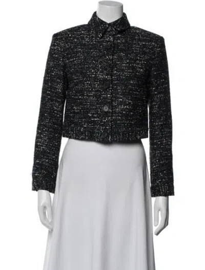 Pre-owned Adam Lippes Tweed Pattern Jacket In Black
