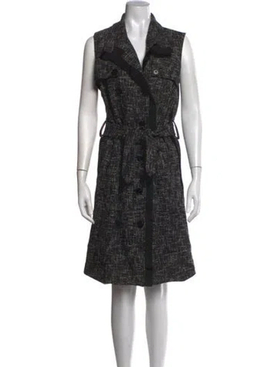 Pre-owned Adam Lippes Tweed Pattern Knee-length Dress In Black/green