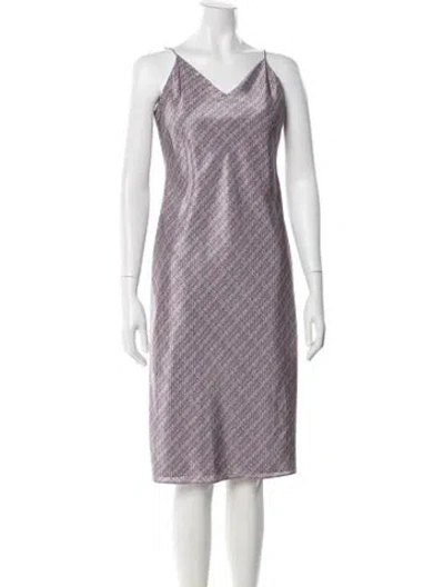 Pre-owned Adam Lippes Tweed Pattern Midi Length Dress In Purple